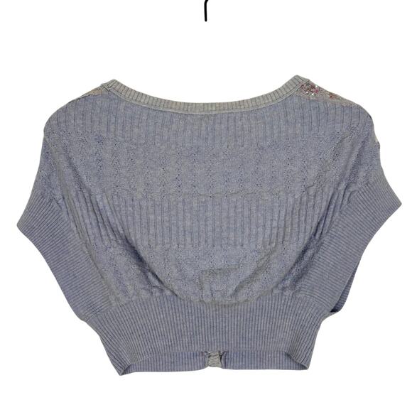Free People Lilac Sequin Cropped Button Front Cardigan Sweater Size XS - Picture 2 of 4